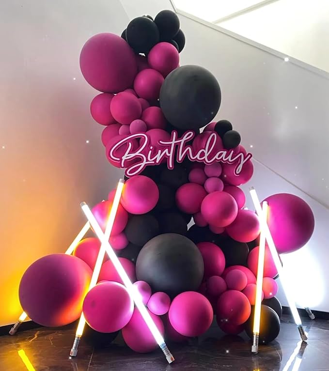 Hot Pink Balloons 12 inch, Hot Pink Latex Balloons 50pcs Party Balloons for Wedding Engagement Bridal Bachelorette Tropical Birthday Party Decorations
