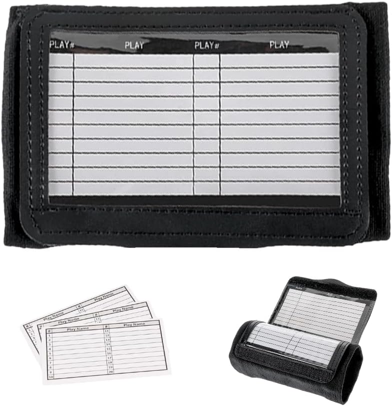 DD QB Playbook Wristband Youth and Adult Size - Black Football Quarterback Play Wristbands for Adult and Youth - Wrist Coach for All Sports with 3 Compartments