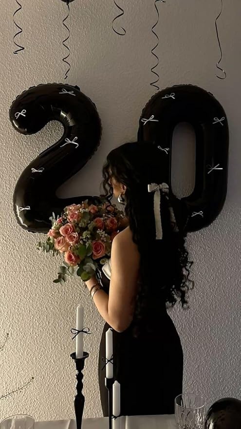 Black Number 20 Balloon 40 Inch, Large Happy 20th Birthday Decorations for Women, Foil Balloon Number for Wedding Marriage Proposa Big Events Family Reunions Party Supplies