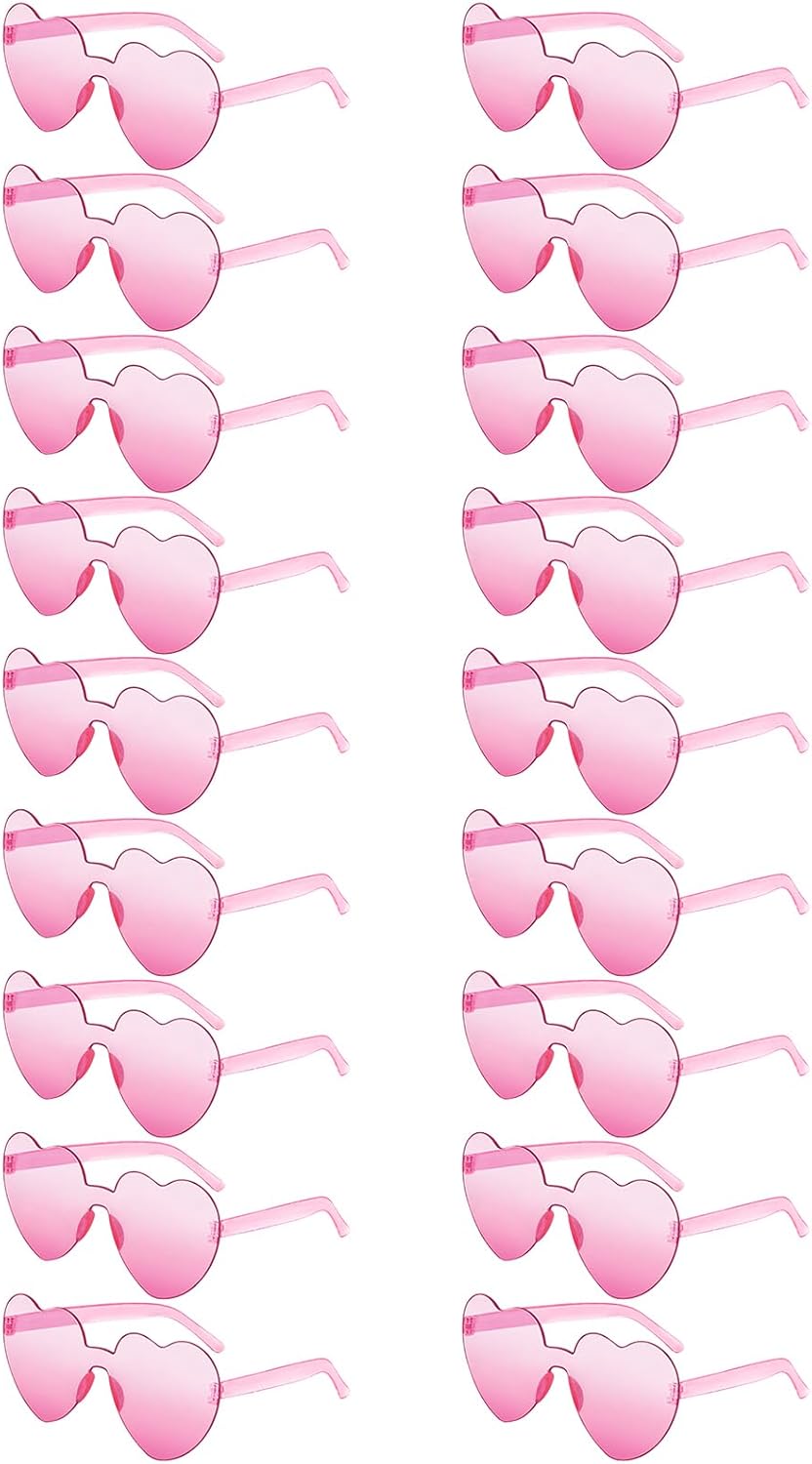 18 Heart Shape Rimless Sunglasses Transparent Candy Color Party Glasses Colored Eyewear for Women