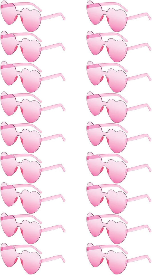 18 Heart Shape Rimless Sunglasses Transparent Candy Color Party Glasses Colored Eyewear for Women
