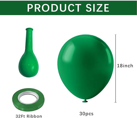 18In Green Balloons 30Pcs Large Round Baloon Giant Latex Party Ballons Green Party Decorations for Birthday Anniversary Graduation Jungle Christmas Festival Gender Reveal St. Patrick's Day