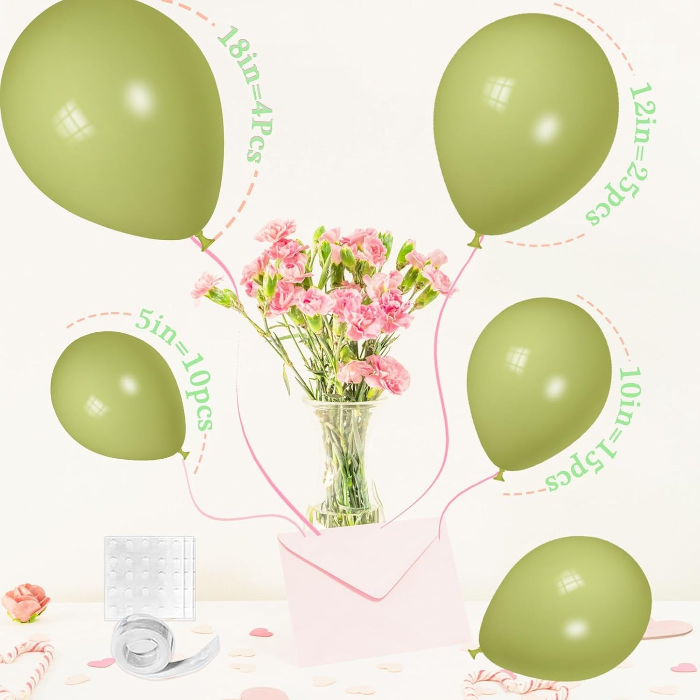 Green Balloons Arch Garland, Scmdoti Moon Green Balloons Different Sizes 18 12 10 5 Inches for Birthday Baby Shower Bridal Shower Wedding Jungle Party Decorations(MoonGreen)