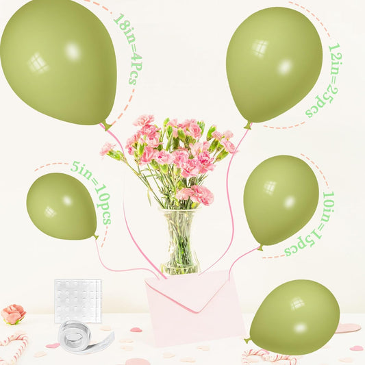 Green Balloons Arch Garland, Scmdoti Moon Green Balloons Different Sizes 18 12 10 5 Inches for Birthday Baby Shower Bridal Shower Wedding Jungle Party Decorations(MoonGreen)
