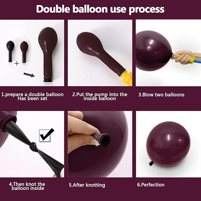 Burgundy Balloons Double Stuffed Dark Purple Plum Mauve Balloon Garland Maroon Magenta Latex Balloons for Birthday Bridal Shower Wedding Anniversary Mother's Day Party Decorations