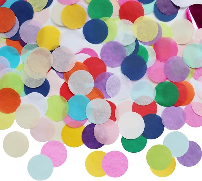10000 Pieces 1 Inch Round Tissue Paper Confetti, 3.5 oz Multicolor Round Tissue Confetti, for Weddings, Anniversaries, Arts Craft DIY Scrapbooking (20 Colors)