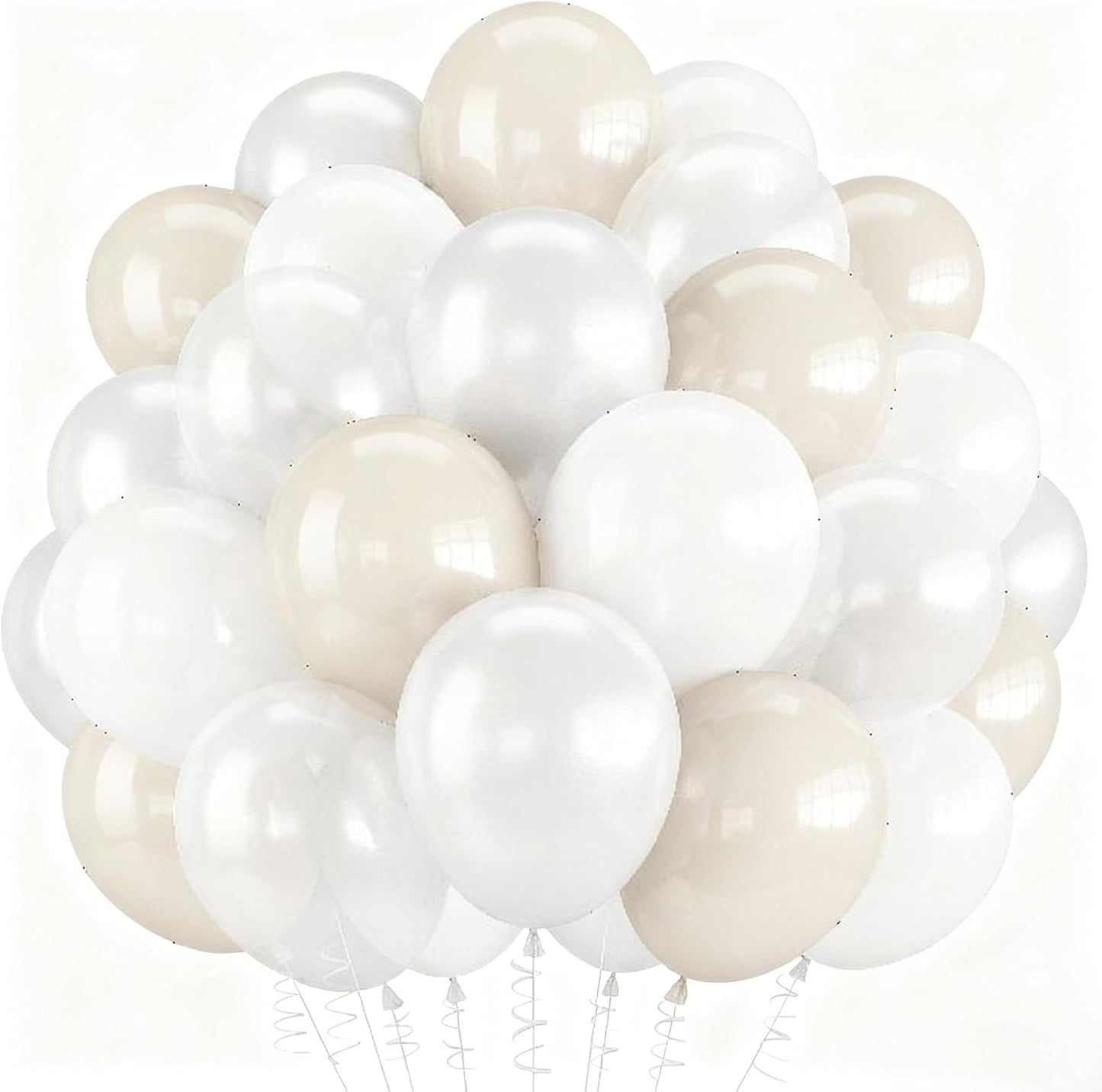 White Balloons, 55 PCS 12 Inch Double Stuffed Pearl White Wedding Balloons for Engagement Proposal Bridal Shower Baby Shower Birthday Party Decorations