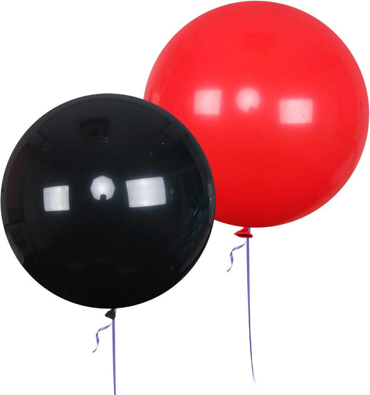 AZOWA 24 Inch Black and Red Balloons 16-Count Large Latex Round Balloons for Party Favors Decoration (Black and Red, 16 Pcs)