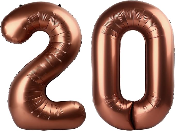 Dark Brown Number 20 Balloon 40 inch, Coffee Brown 20 Number Balloons, 20th Birthday Decorations, Chocolate 20 Year Old Girls Boys Party Supplies