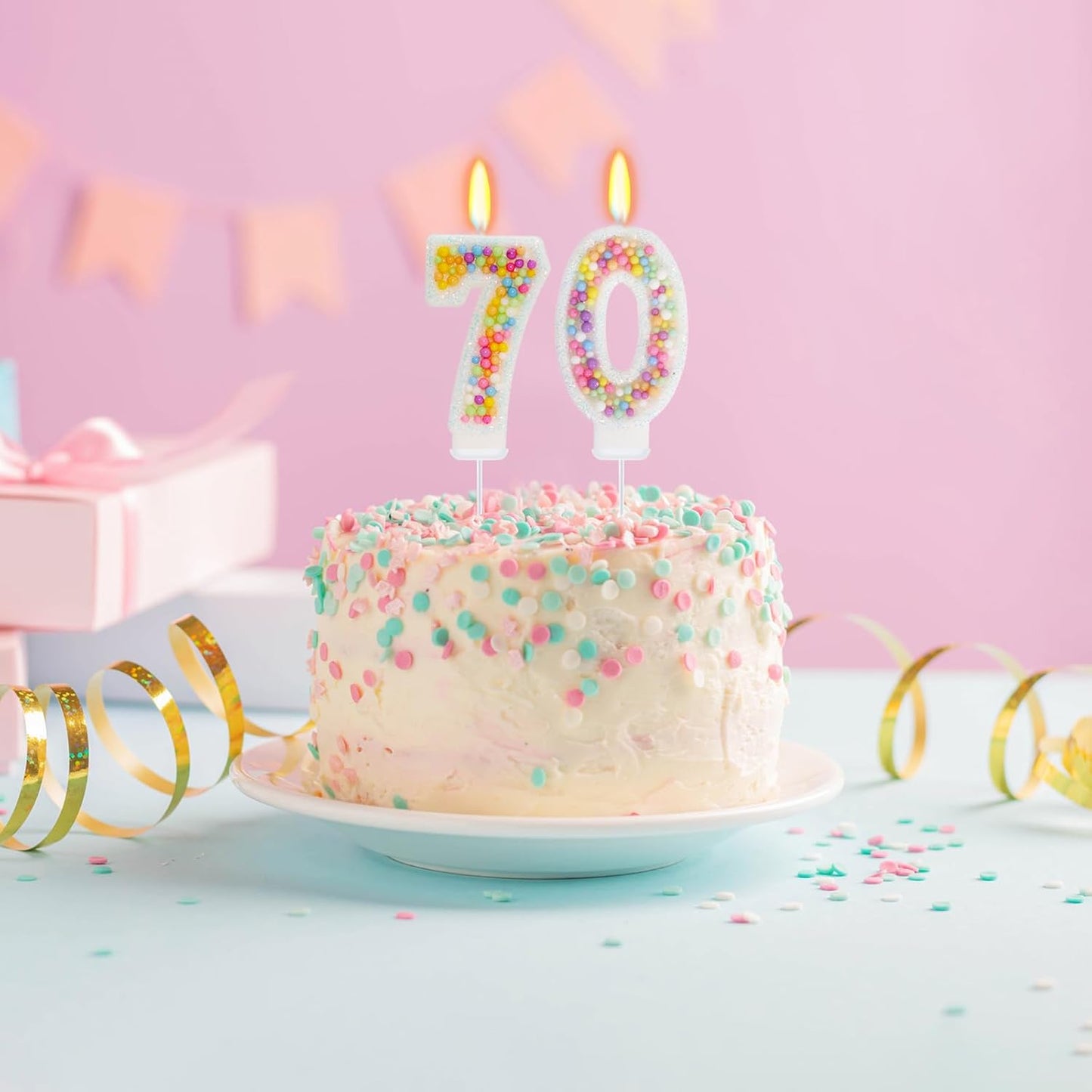 70th Birthday Candle for Cake, Colorful Macaron Numeral Candles for Women/Girl, Theme Birthday Party Cake Decorations, Cake Topper for Birthday Party Supplies (Number 70)