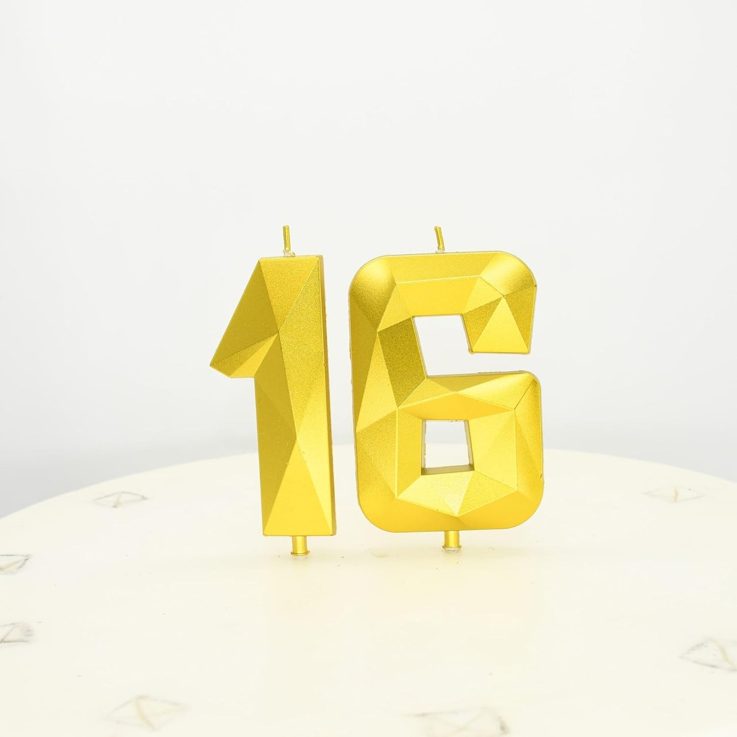 DERVENTA Large Birthday Candle Number 3D Gold 3.7 inch Party Celebration Anniversary Decoration Cake Topper 1 Piece (Number 16 Gold)