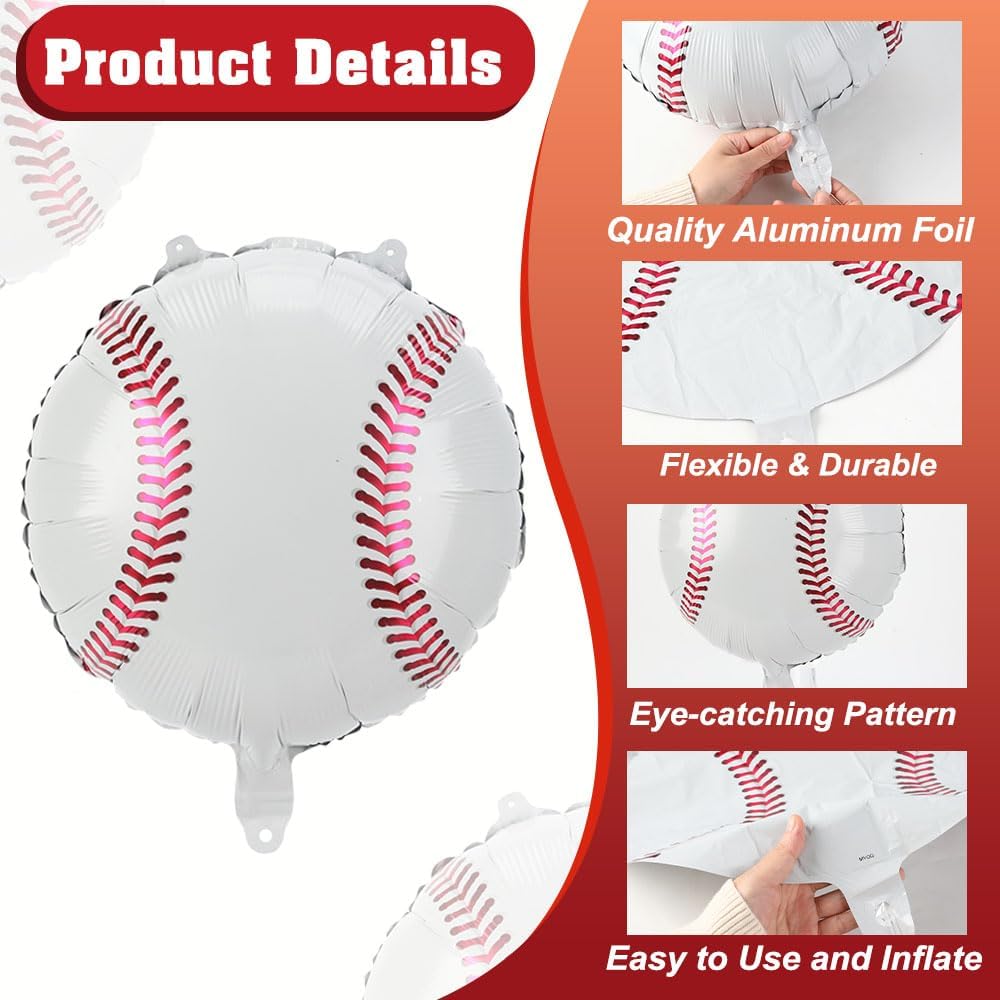 12 PCS 18 Inch Baseball Balloons Foil Party Favors Baseball Lover Theme Sports Glove Giant Balloons Birthday Party Decorations Christmas Mylar Helium Aluminum Balloon Baby Shower Gender Reveal