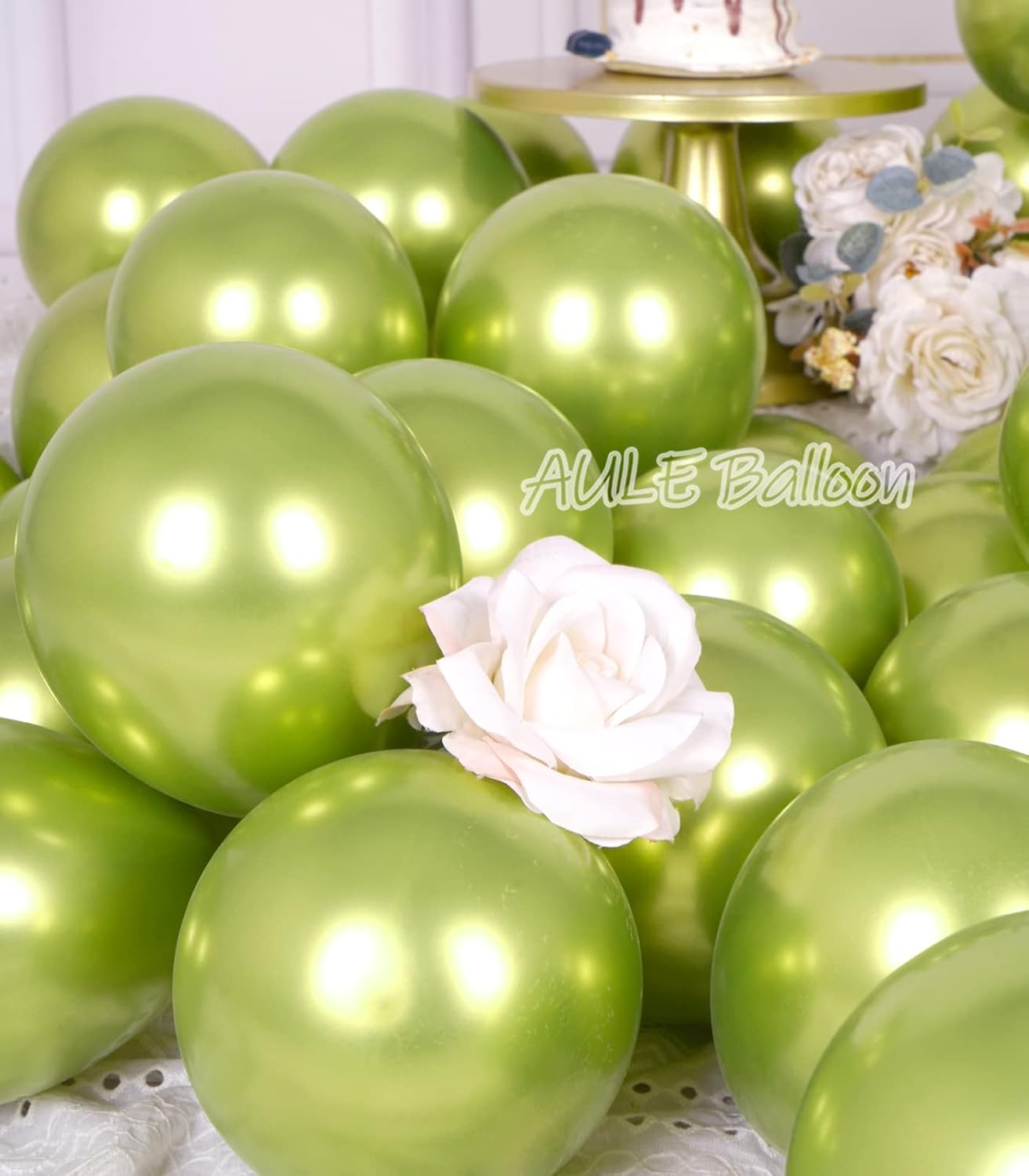 AULE Metallic Lime Green Balloons 5 inch 50 Pcs Neon Green Latex Balloons Chrome Helium Shiny Thicken Balloon Perfect Party Decoration for Wedding Birthday Baby Shower Graduation Christmas Carnival