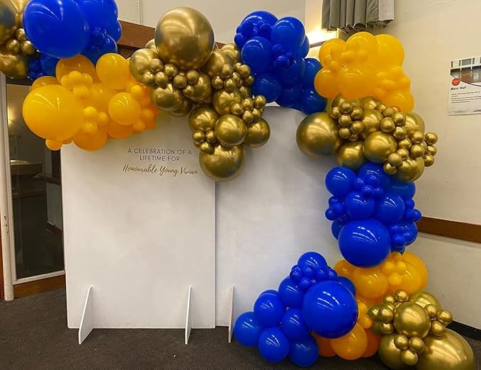 Blue and Yellow Balloon Arch Kit-134pcs Royal Blue and Lemon Yellow Balloons Garland for Boy One Oh Baby Shower Bridal Shower Gender Reveal Graduation Birthday Party Decorations.
