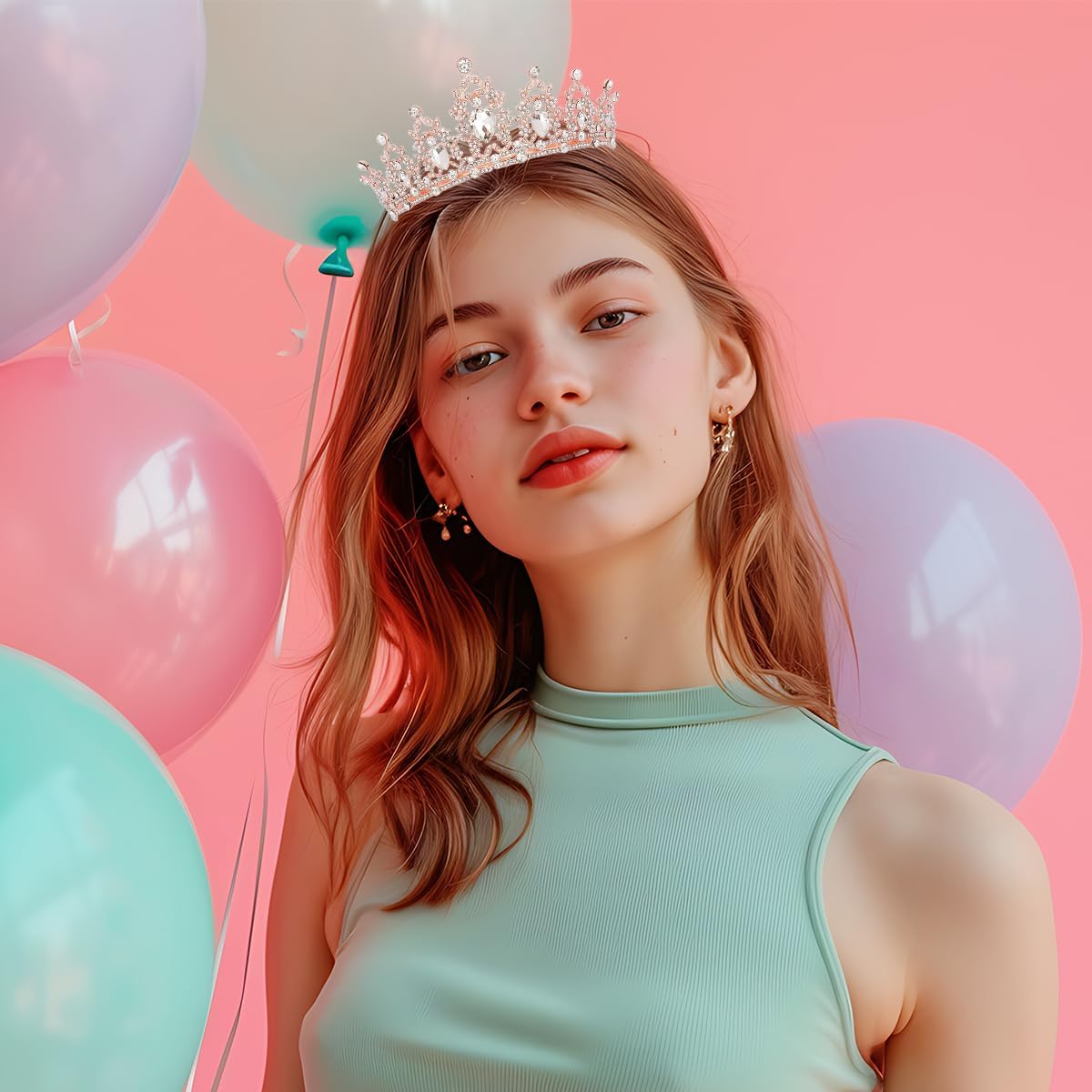 Birtthday Tiara Crown with Sash for Women Birthday Queen Party