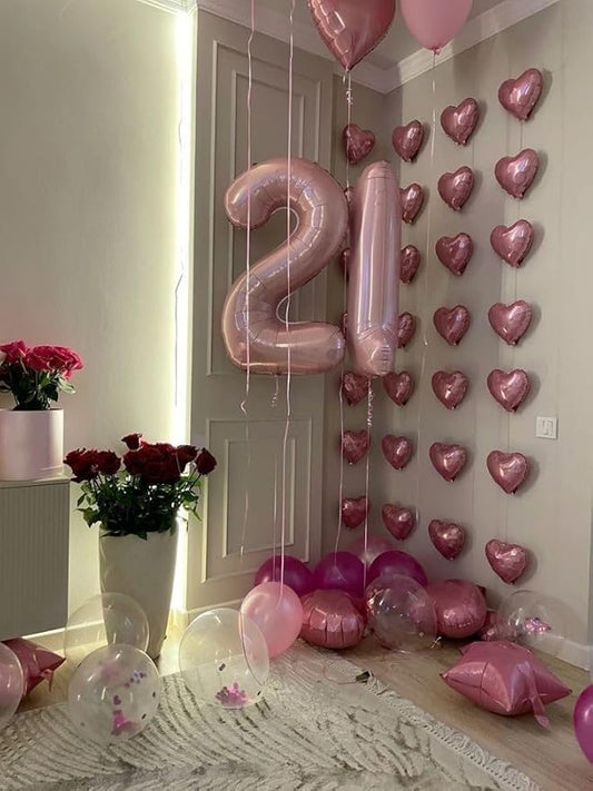 12 Balloon Numbers 40 Inch, Pastel Pink Large Number Balloons Birthday Gift for 12 21 Years Old, Maylar Balloon Decorations for Wedding Engagement Graduations Memorial Day's