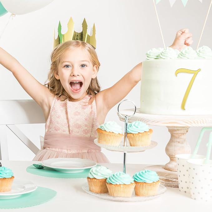 2 Sets 0~9 Numbers Happy Birthday Cake Toppers, Large Acrylic Cake Numbers Toppers, DIY Cupcake Toppers, Gold Silver Acrylic Wedding Party Cupcake Toppers, Birthday Party Supplies