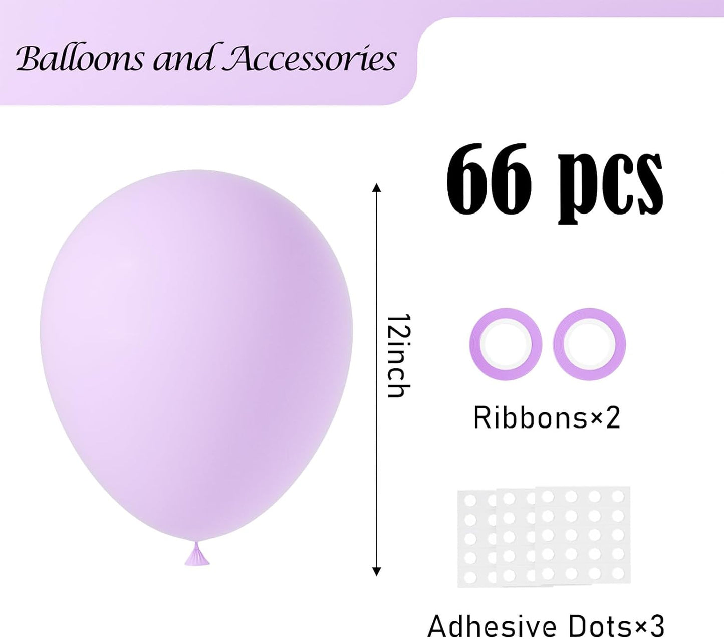 Pastel Purple Balloons, 66pack 12inch Light Purple Latex Party Balloons for Birthday Baby Shower Graduation Wedding Gender Reveal Anniversary Party Decorations