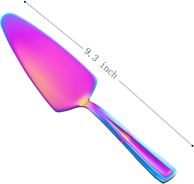 Rainbow Pie Cake Server Set, GoGeiLi 3-Piece Stainless Steel Dessert Server Spatula for Pizza, Pastry, Cheese, Dishwasher Safe