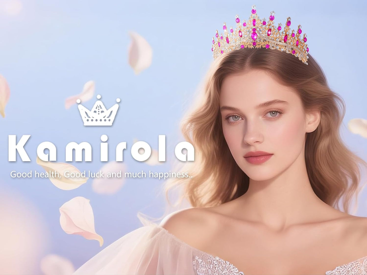 Kamirola Crystal Crowns and Tiaras Headband for Girl or Women Birthday Party Wedding Prom Bridal Halloween Christmas （TR19）