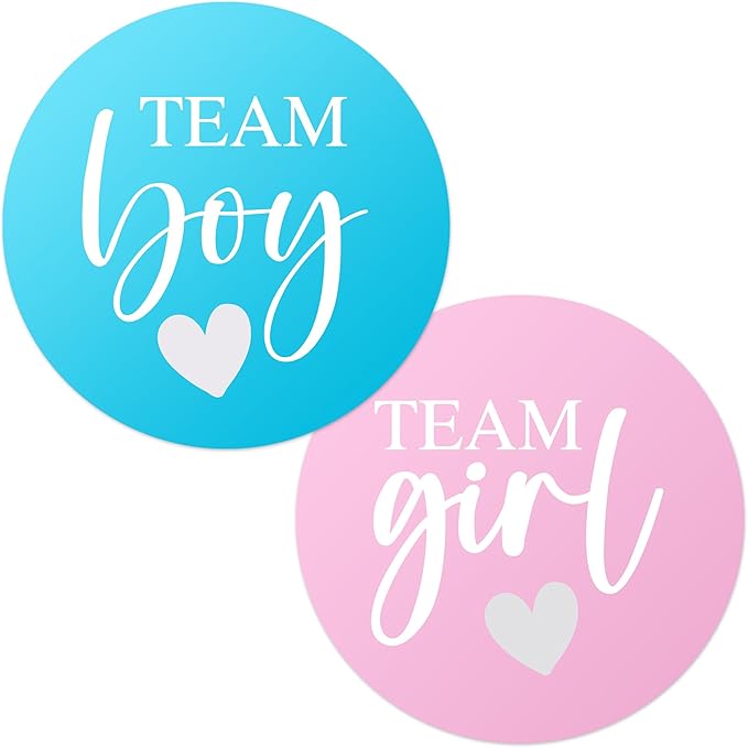 Pink or Blue Baby Gender Reveal Party Stickers – 100 Count (50 Team Boy + 50 Team Girl) – Gender Reveal Decorations & Voting Labels for Guests