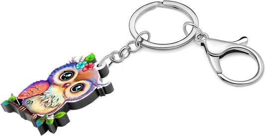 Anime Owl Keychain Acrylic Handbag Car Key Chain Rings Bird Owl Pirate Gifts for Women Girls Halloween Charms