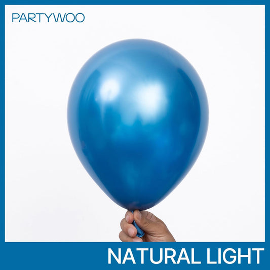 PartyWoo Metallic Blue Balloons 100 pcs Different Sizes of 36 18 12 10 5 Inch Chrome Blue Latex Balloons for Graduation Wedding Baby Shower Wedding Gender Reveal Birthday Party Decorations Blue-G106