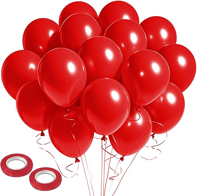 Red Balloons 12Inch, 100pcs Matte Latex Baloons, Party Ballons, globos rojos, Red Party Supplies, Birthday Balloon, 4th of July Balloons, Christmas Decorations, Bridal Shower Ideas, Valentines Decor