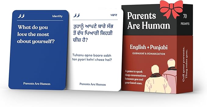 Parents Are Human, Get to Know Each Other Better, Parents, Families, Teens & Kids Relationship Building, Light & Deep Questions, 70 Questions & Activity Cards, English + Punjabi/Gurmukhi