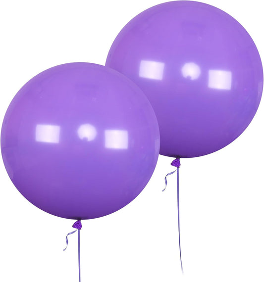 AZOWA 24 Inch Purple Balloons 16-Count Large Latex Round Balloons for Party Wedding Birthday Baby Shower Decoration (Purple, 16 Pcs)