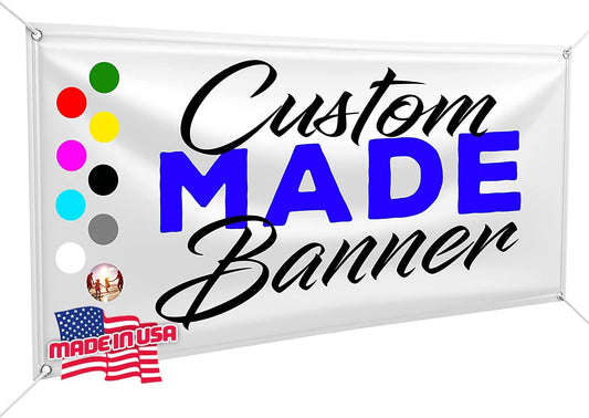 Custom Design - Any Size Vinyl Banner - Full Color - Made in USA - Business, Storefront, Birthday Party, Graduation, Outdoor Events, Garage, Shop, Baby Shower, Backdrop - Fast Turnaround (5' x 15')