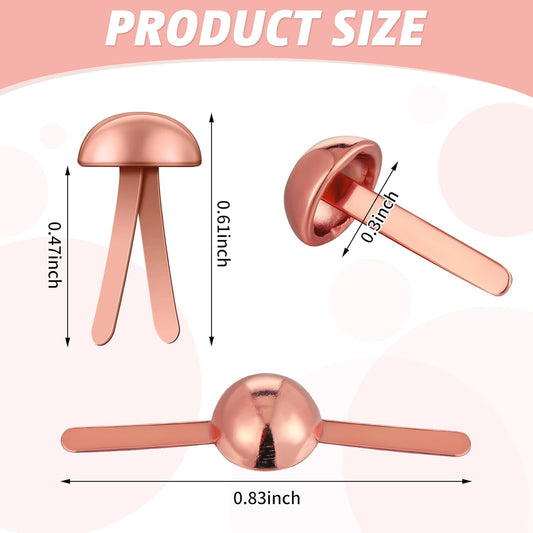 Hotop 500 Pcs Brads for Paper Crafts Metal Round Brass Paper Fasteners for Craft Art Crafting School DIY Supplies(0.3 x 0.6 Inch,Rose Gold)