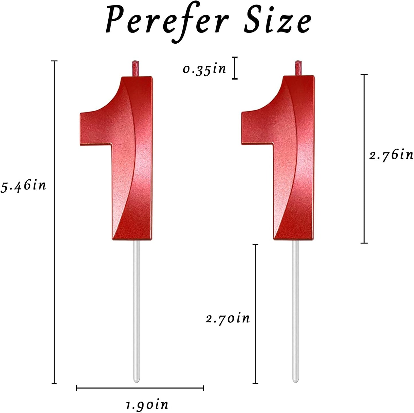 Red Number 11 Candles, 3D Diamond 2.76 Inch Cake Topper Birthday Candles for Wedding Anniversary Cake Decorations, Happy Birthday Party Decorations