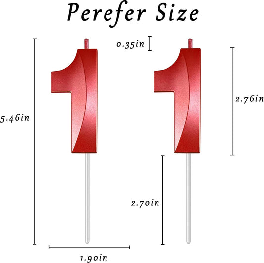 Red Number 11 Candles, 3D Diamond 2.76 Inch Cake Topper Birthday Candles for Wedding Anniversary Cake Decorations, Happy Birthday Party Decorations