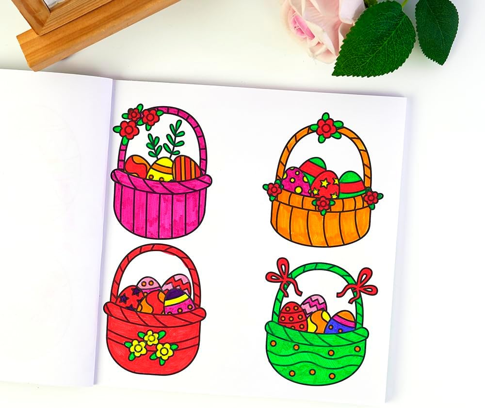 Adorable Coloring Book for Kids Ages 4–8: 40 Unique Single-Sided Pages to Prevent Bleed-Through | Thick Paper for Markers & Crayons | Screen-Free Learning Fun & Family Creative Gift (Happy Easter)