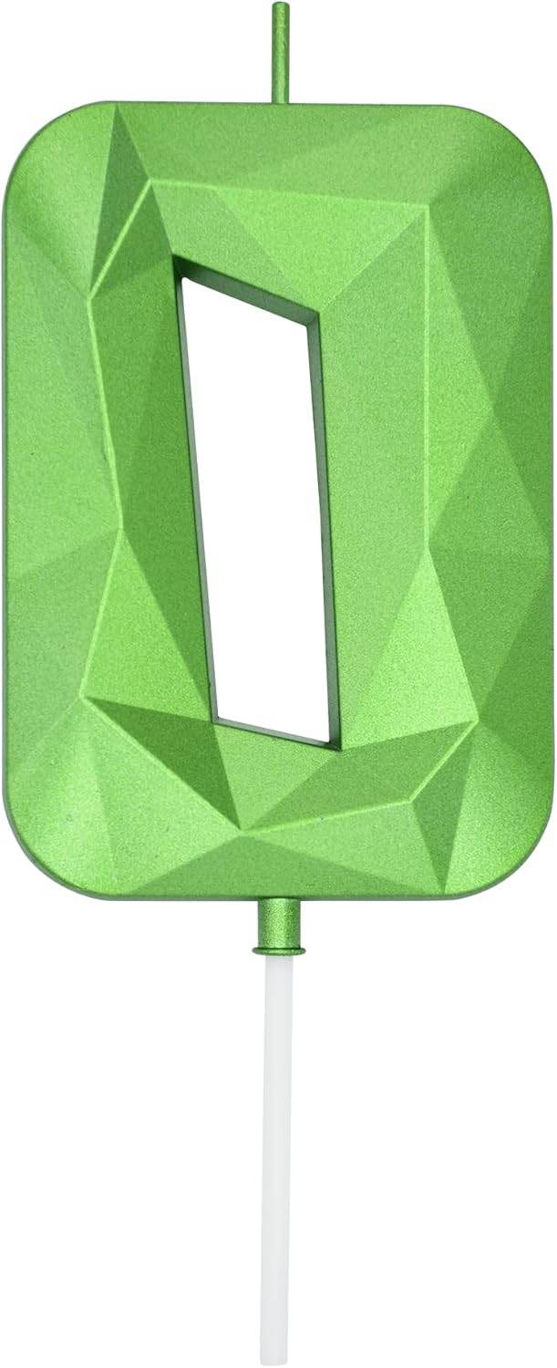 DERVENTA Large Birthday Candle Number 3D Green 3.7 inch Party Celebration Anniversary Decoration Cake Topper 1 Piece (Number 0 Green)