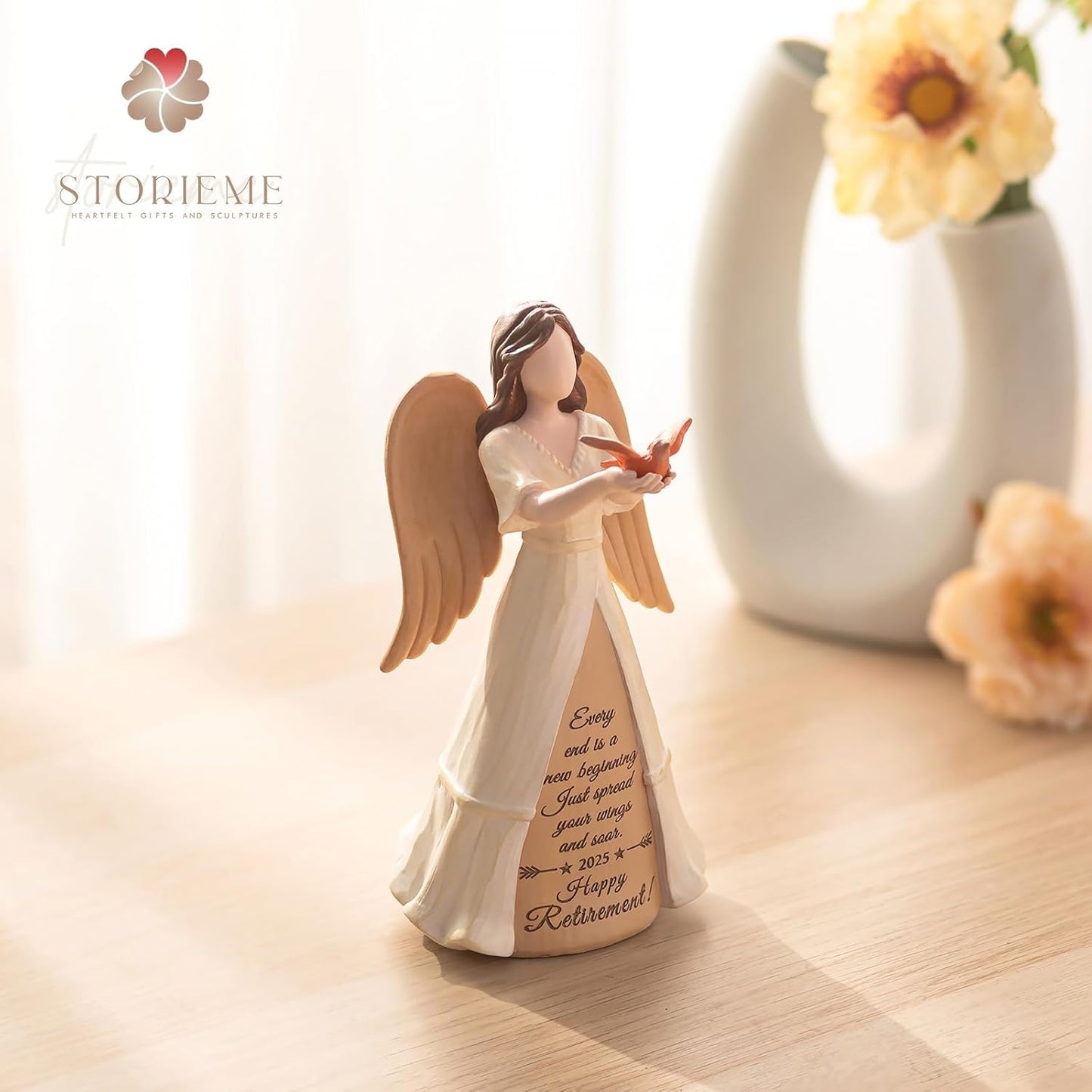 Retirement Gifts for Women 2025: Happy Retired Gift for Woman Nurse Coworker Teacher Doctor Friend Angel Figurine for Retirement Party Decorations