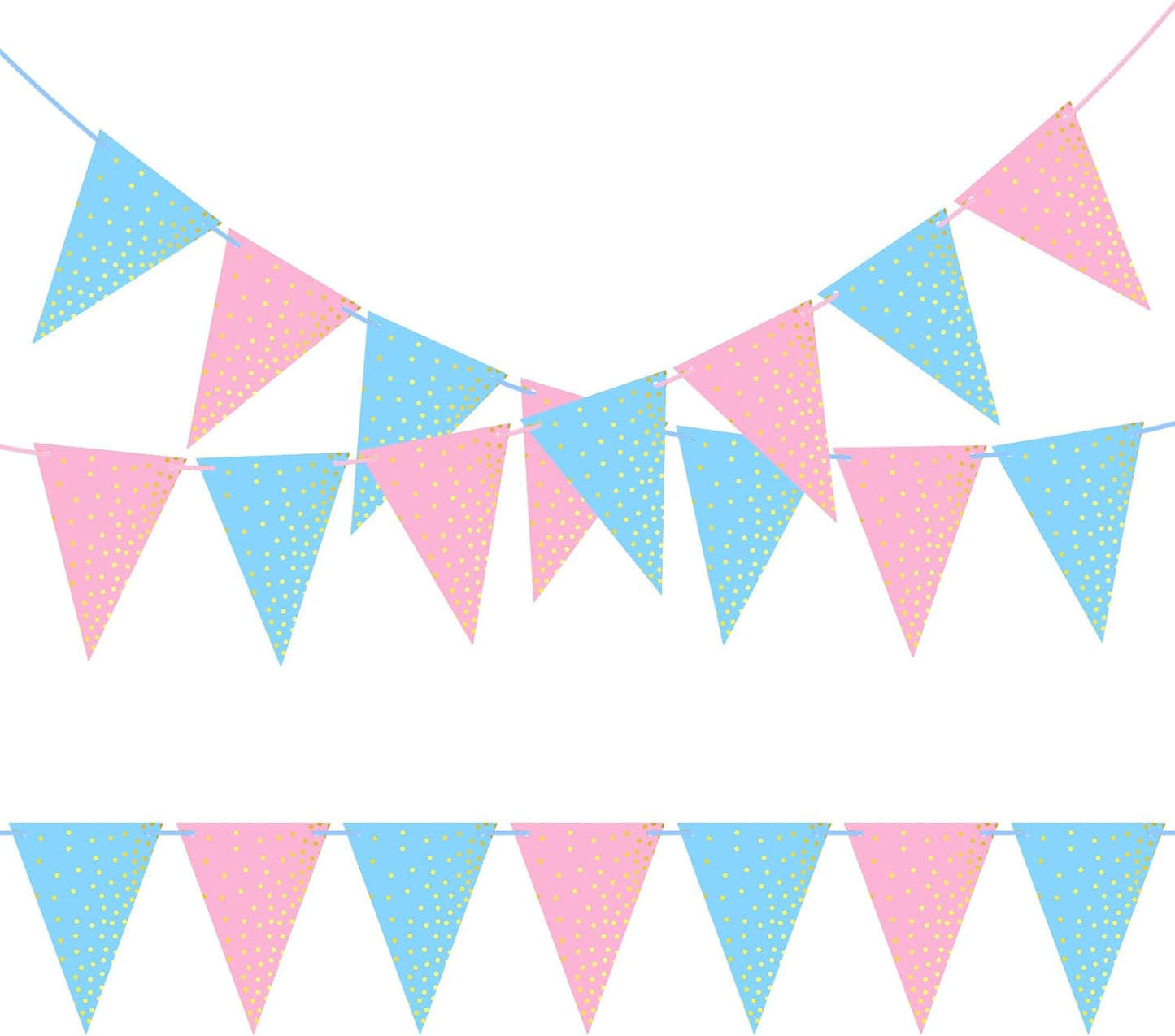 ASTARON 2 Pack Gender Reveal Bunting Blue & Pink Banner for Gender Reveal Party Supplies Baby Shower Decorations Boys Girls Birthday Party Decorations