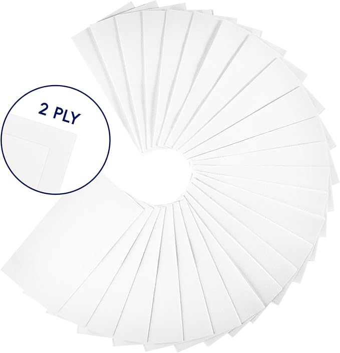 JOLLY CHEF 200 Pack Disposable Paper Napkins, Soft Bathroom Napkins for Guests, 2-Ply White Paper Hand Towels for Halloween, Wedding, Thanksgiving