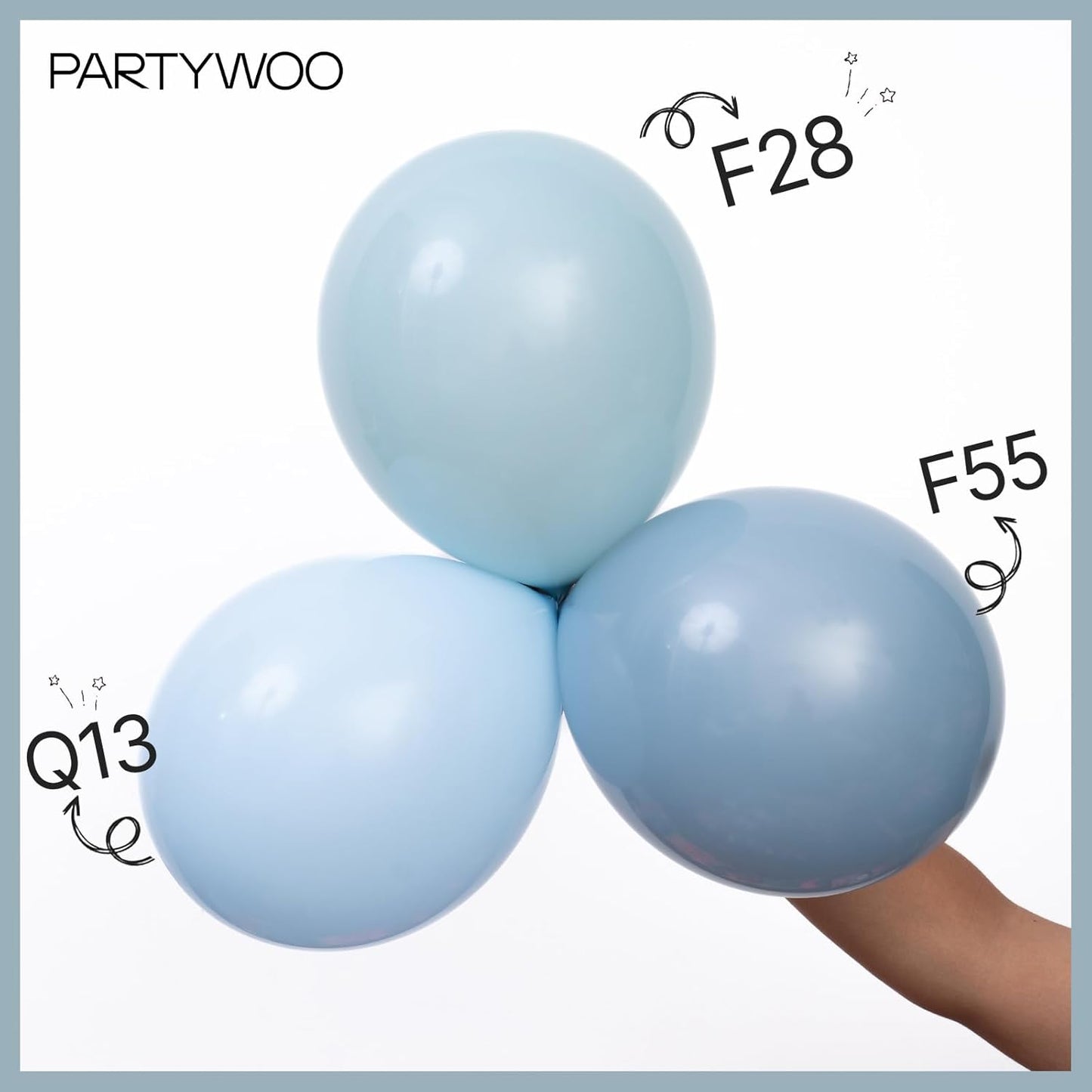 PartyWoo Dusty Blue Balloons 50 pcs 12 Inch Matte Boho Grey Blue Balloons for Graduation Baby Shower Gender Reveal Under the Sea New Born Birthday Party Decorations Blue-F55
