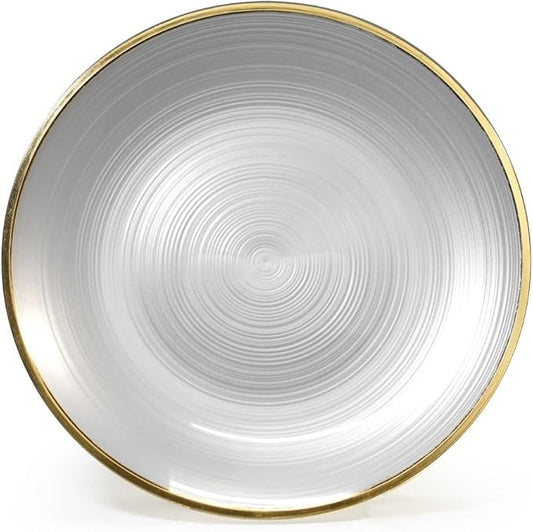 " OCCASIONS " 240 Plates Pack,(120 Guests) Premium Wedding Party Disposable Plastic Plates Set -120 x 10'' Dinner + 120 x 7'' Salad/Dessert (Belize in White Pearl & Gold)