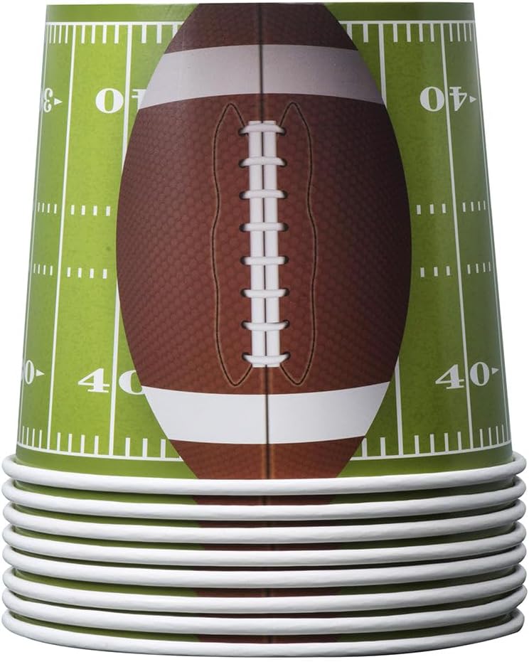 Hammont Football Party Supplies Snack Cups - 84 Oz Foot Ball Disposable Paper Bucket Ideal for Tailgate Parties, Family Dinner and Sports Event (8 Pack)
