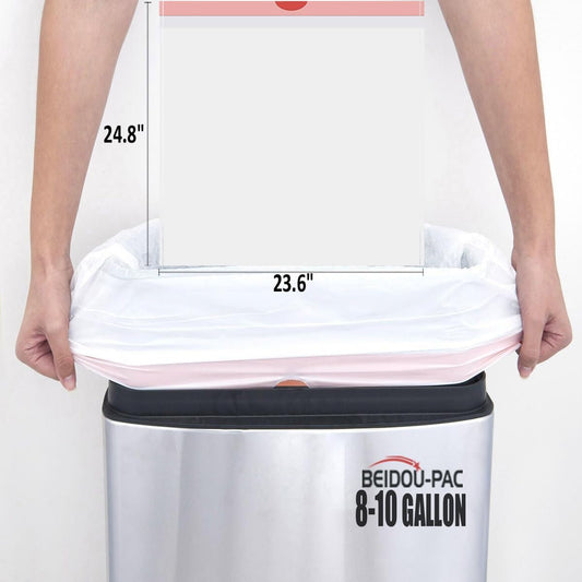 8-10 Gallon Trash Bags Drawstring, 600 Count, White & Unscented Garbage Bags Multi-purpose for Business Home Bathroom Kitchen Commercial and Industrial
