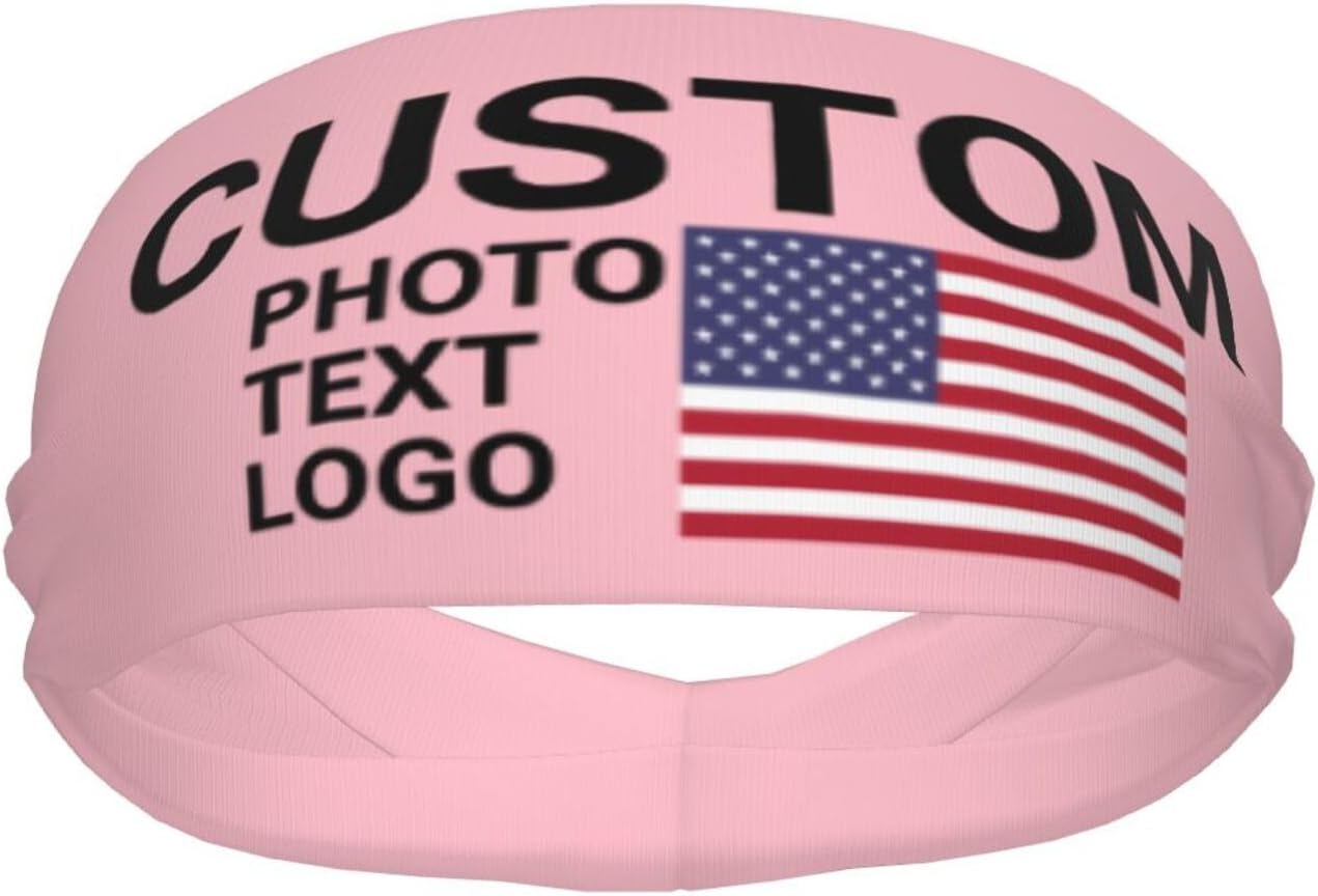 Custom Sports Headband Sweatband Bandana Add Your Photo Logo Text Number, Bulk Customized Unisex Sports Moisture Wicking Breathable Elastic