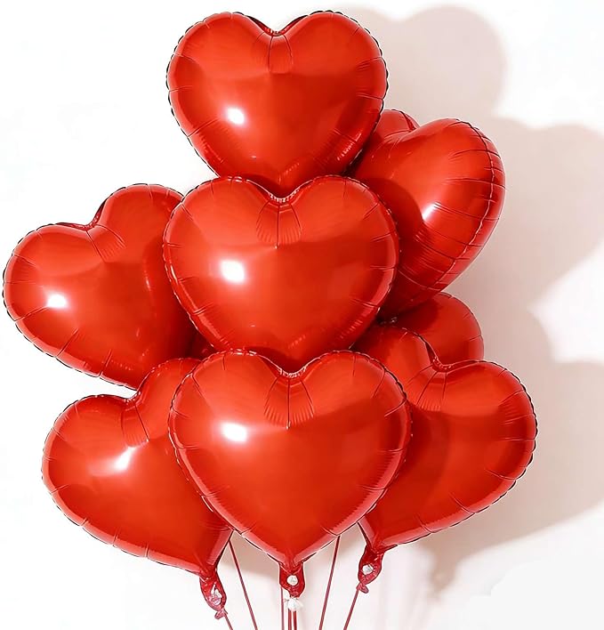 7 Pcs Red Heart Shaped Balloons I Love You Valentine Balloons for Valentines Day Bridal Shower Wedding Party Decorations