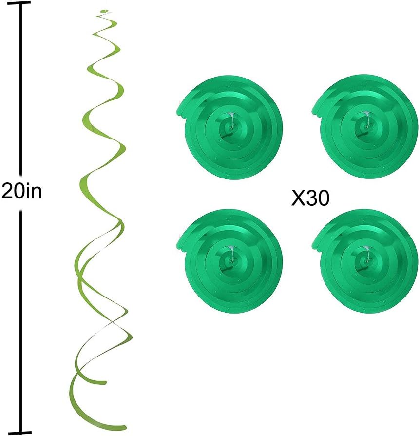 Party Swirl Decorations, Hanging Swirl for Ceiling Decorations, Green, Pack of 30