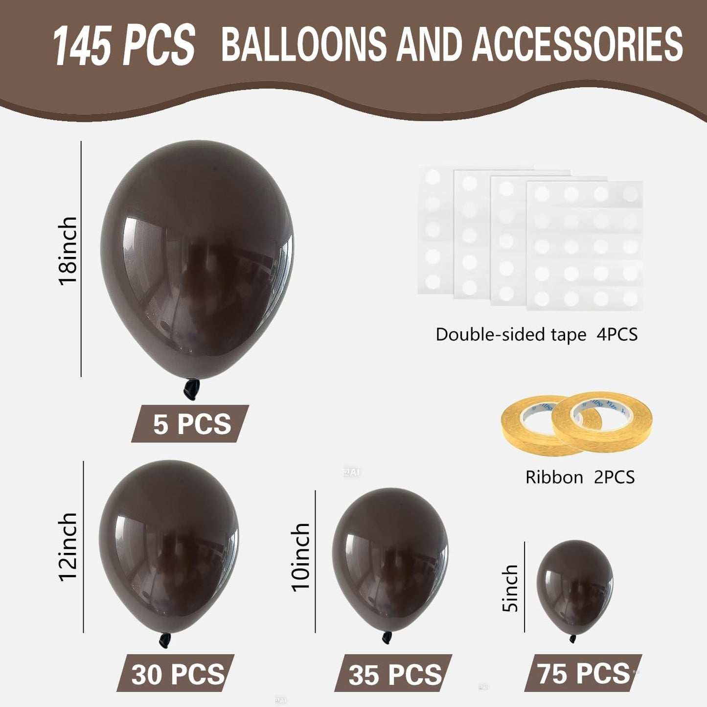 Dark Brown Balloons 145pcs Different Sizes 18 12 10 5 Inch Boho Brown Garland Arch Kit Latex Balloon for Birthday Party Graduation Wedding Anniversary Baby Shower Decoration