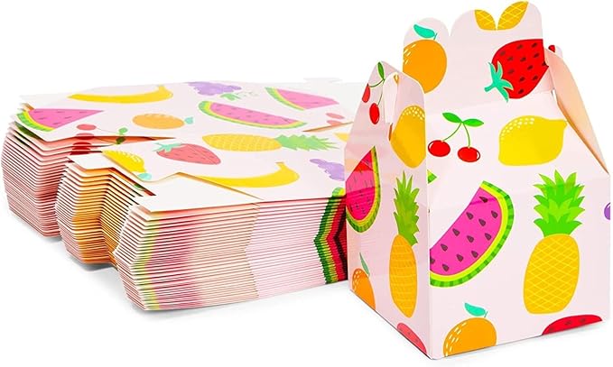 Sparkle and Bash Tutti Frutti Treat Boxes - 3.5 x 2.75 In, 36 Count, Assorted Colors - Fruit Party Favor Boxes for Tutti Frutti Birthday Favors