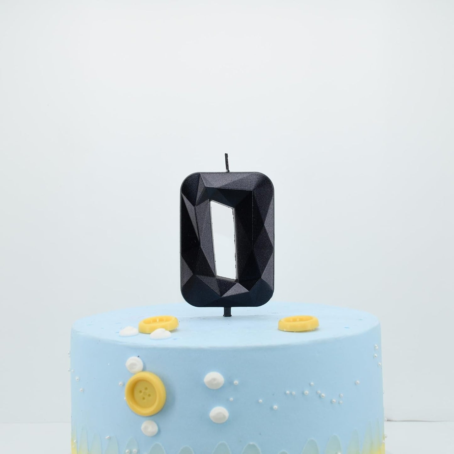 DERVENTA Large Birthday Candle Number 3D Black 3.7 inch Party Celebration Anniversary Decoration Cake Topper 1 Piece (Number 0 Black)