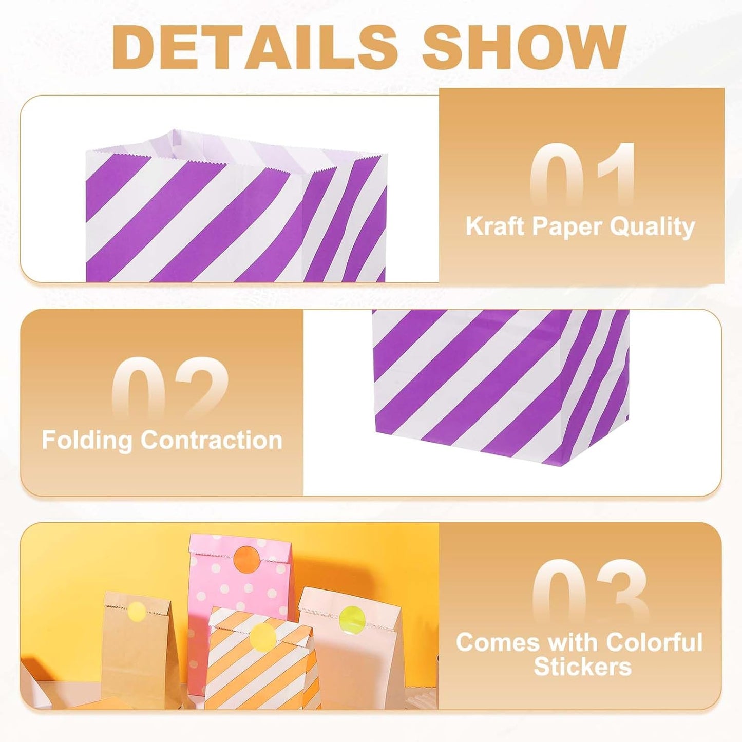 PATIKIL Party Favor Bag, 24 Pcs 5.1x3.1x9.4 Inch Medium Paper Candy Bags Gift Treat Celebration Halloween Goody Birthday Wedding Party with Stickers, Purple Twill